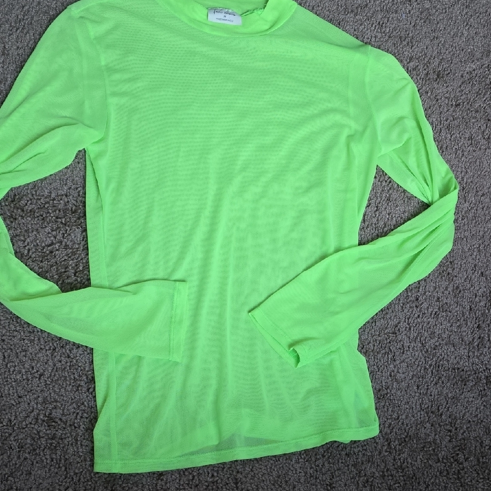 Free Kisses Neon Green Mesh Top - Picture 4 of 5